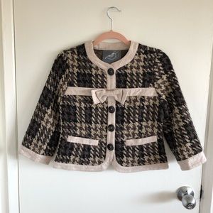 Anthropologie Knitted Dove Cropped Jacket